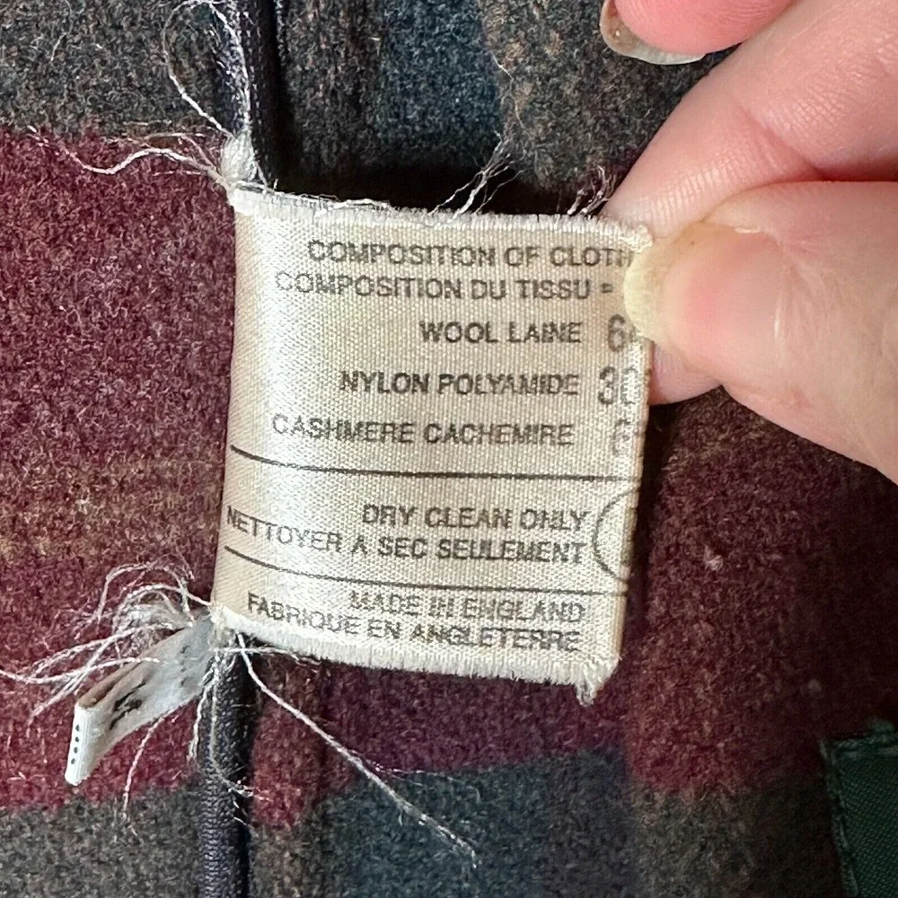 Vintage Orvis Womens M Duffle‎ Coat Wool Cashmere Plaid Lined Toggle England - Picture 15 of 16